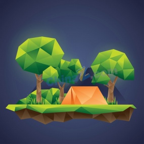 森林营地矢量低面图形